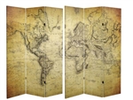 6 ft. Tall Double Sided Vintage World Map Canvas Room Divider