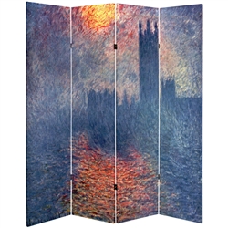 6 ft. Tall Double Sided Works of Monet Canvas Room Divider - Impression Sunrise/Houses of Parliament