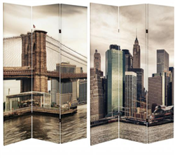 6 ft. Tall Double Sided New York East River Canvas Room Divider