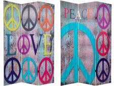 6 ft. Tall Double Sided Multi-Color Peace & Love Room Divider