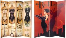 6 ft. Tall Double Sided Mannequin and Singer Canvas Room Divider 4 Panel