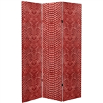 6 ft. Tall Double Sided Red Snake Print Canvas Room Divider