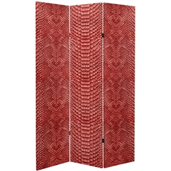 6 ft. Tall Double Sided Red Snake Print Canvas Room Divider