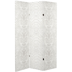 6 ft. Tall Double Sided White Snake Print Canvas Room Divider