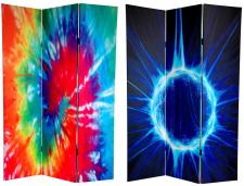 6 ft. Tall Double Sided Tie Dye Canvas Room Divider