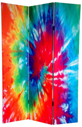 6 ft. Tall Double Sided Tie Dye Canvas Room Divider