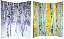6 ft. Tall Double Sided Birch Trees Room Divider 4 Panel