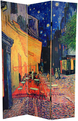 6 ft. Tall Double Sided Works of Van Gogh Canvas Room Divider - Cafe Terrace/View of Arles