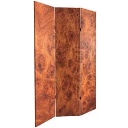 6 ft. Tall Double Sided Burl Wood Pattern Canvas Room Divider