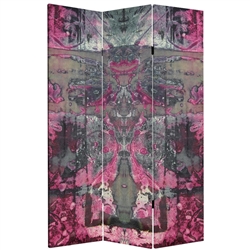 6ft Tall Double Sided Pink Cosmic Debris Canvas Folding Screen