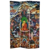 6ft Tall Double Sided Footprints of Enlightenment Canvas Folding Screen