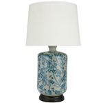 Asian/Oriental 25" Blue & White Cherry Blossom Porcelain Lamp