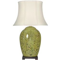 Asian/Oriental 32" Harvest Season Porcelain Lamp