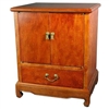 Asian/Oriental Burl Wood End Table Double Door Cabinet