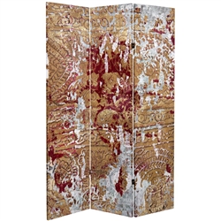 6 ft. Tall Fire and Bronze Canvas Room Divider