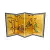 3ft Tall Ladies & Bamboo on Gold Leaf Asian Folding Screen