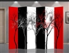 6ft Tall Red, White, Black Abstract Trees in 6 Panels