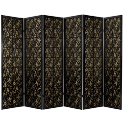 6 ft. Tall Feng Shui w/ Black Fabric Shoji Screen Room Divider