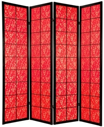 6 ft. Tall Feng Shui Red Fabric Shoji Screen Room Divider