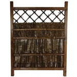 Asian Dark Stain Wood & Bamboo Garden Gate