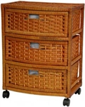 Natural Fiber Chest of Drawers - Three Drawer with Wheels