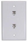 Flush Mount Double Wall Plate 6P/4C - White