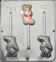2149 Teddy Bear in Stocking Lollipop Chocolate Candy Mold