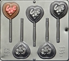 3031 Love on Heart Pop Lollipop 
Chocolate Candy Mold