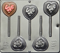 3031 Love on Heart Pop Lollipop 
Chocolate Candy Mold