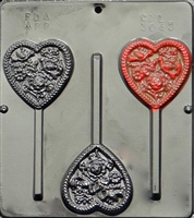 3043 Hearts, Birds & Flowers on Pop Lollipop Chocolate Candy Mold