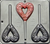 3063 Heart Decorative Lollipop Chocolate Candy Mold