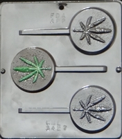 3427 Marijuana Leaf Lollipop Chocolate Candy Mold