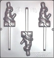 785 Masturbating Bunny on Log Lollipop Chocolate Candy Mold