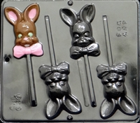 880  Bunny with Bow Lollipop Chocolate Candy Mold