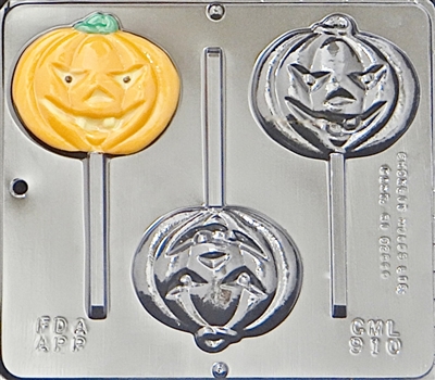 910 Pumpkin Face Lollipop Chcocolate Candy Mold