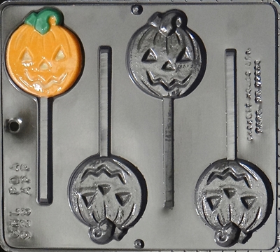 928 Pumpkin Jack O' Lantern Lollipop Chocolate Candy Mold