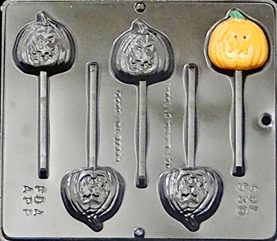 930 Pumpkin Jack O' Lantern Lollipop Chocolate Candy Mold