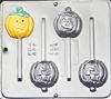 954 Pumpkin Jack O' Lantern Lollipop Chocolate Candy Mold