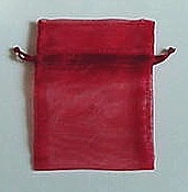 BA-50-19 Red Organza Sheer Pouch. Drawstring close 3" x 4"  Quantity 12