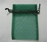 BA-50-59 Hunter Green Organza Sheer Pouch. Drawstring close 3" x 4"  Quantity 12