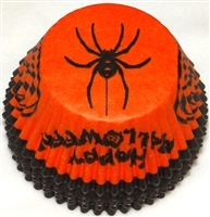 BC-06-50 "Happy Halloween" printed Orange/Black Standard Baking Cup 50 ct.