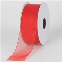 RO-13-25 Red sheer organza ribbon. 1 1/2" x 25yds
