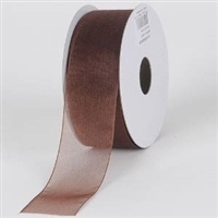 RO-18-25 Chocolate sheer organza ribbon. 1 1/2" x 25yds