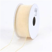 RO-41-25 Ivory with Gold edge. Sheer organza ribbon. 1 1/2" X 25yds