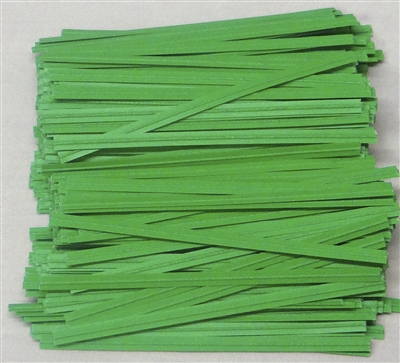 TP-03-100 Green paper twist tie. 3 1/2" Length Quantity 100