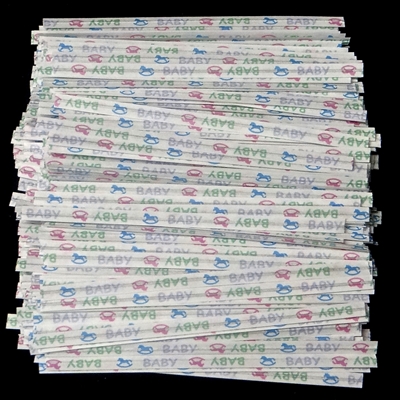 TTP-08-100 Baby Print paper twist tie. 3 1/2" Length Quantity 100