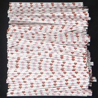 TTP-10-500 Printed Paper Red/Pink Hearts twist tie. 3 1/2" Length Quantity 500