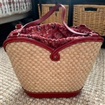 Brighton Marilyn Woven Straw Purse Red Bandanna Lining Drawstring