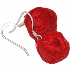 Earrings Yarn Ball Red