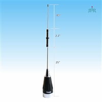 TRAM 1159-WB Mobile Antenna NMO Mounting VHF 136-174 MHz 6/8 Wave 4.1 dBd Gain, 200 Watts Rating, No Ground Needs